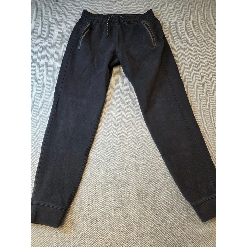 Old Navy Active Fleece Joggers Pants Mens Medium Black Zip Pockets 4-Way Stretch